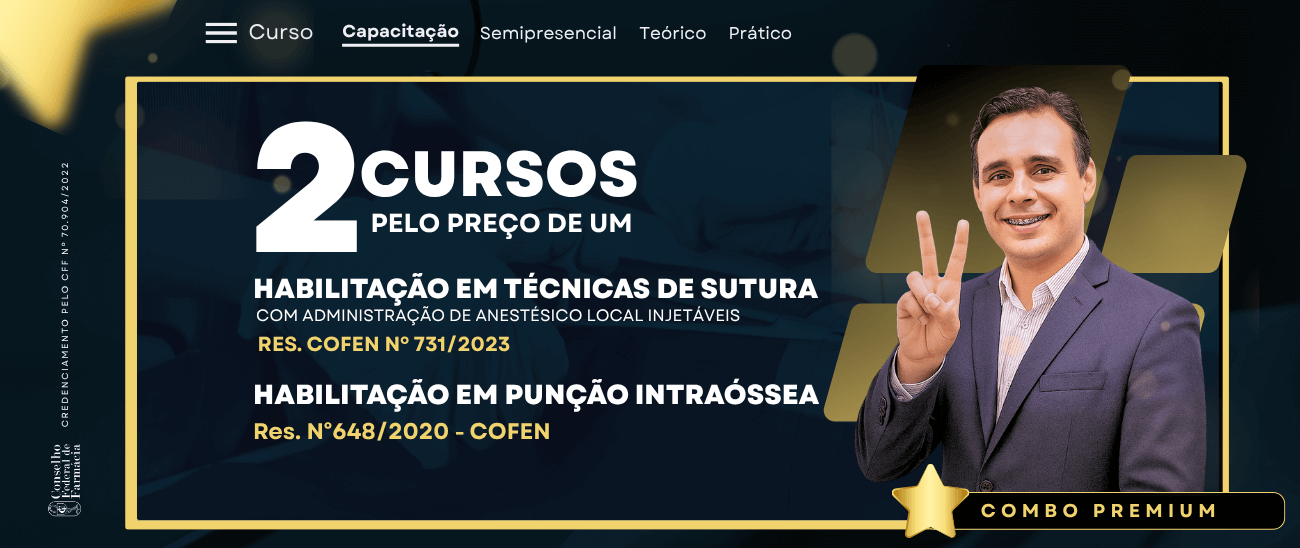 Combo: Habilitação em Técnicas de Suturas e Habilitação em Punção Intraóssea.